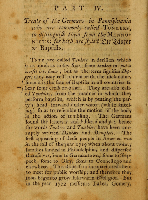 Excerpt from a 1770 piece by Morgan Edwards in History of the American Baptists